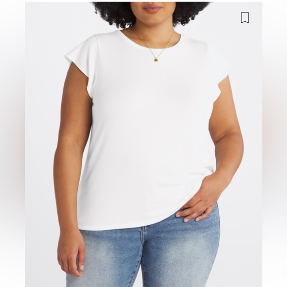 Flutter Sleeve White Knit Blouse by Market & Spruce - Picture 1 of 9